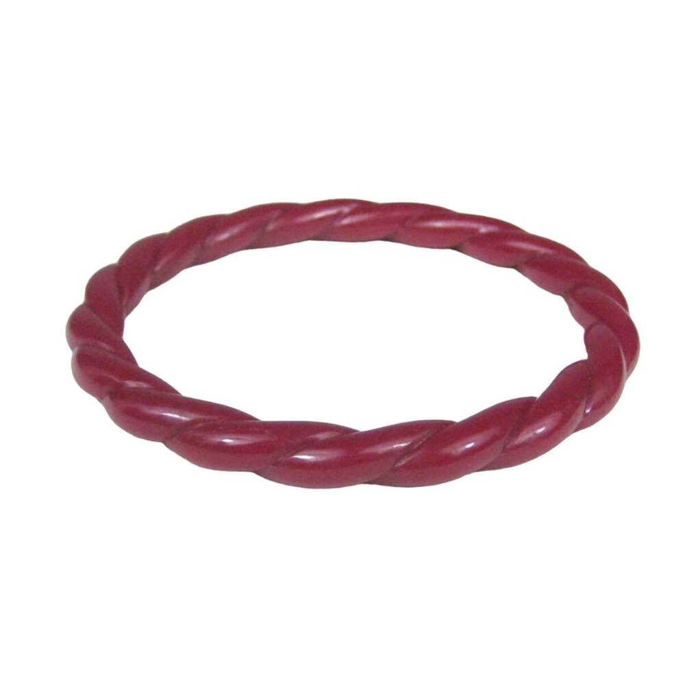 Vintage Red Twisted Lucite Bangle Bracelet 8 inch Diameter